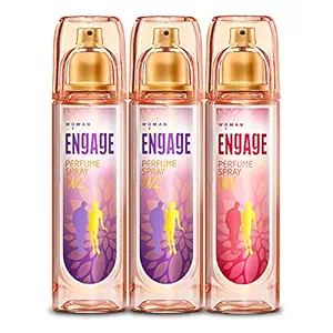 Engage Combo Pack Perfume Spray for Women (W1 and W2), Skin Friendly, (Pack of 3; 120ml Each), 360ml