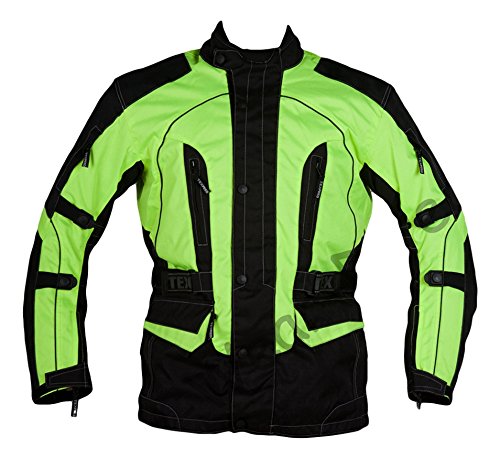 Texpeed,  Chaqueta impermeable de alta visibilidad para motocicleta, negro (Black/Green), 6XL