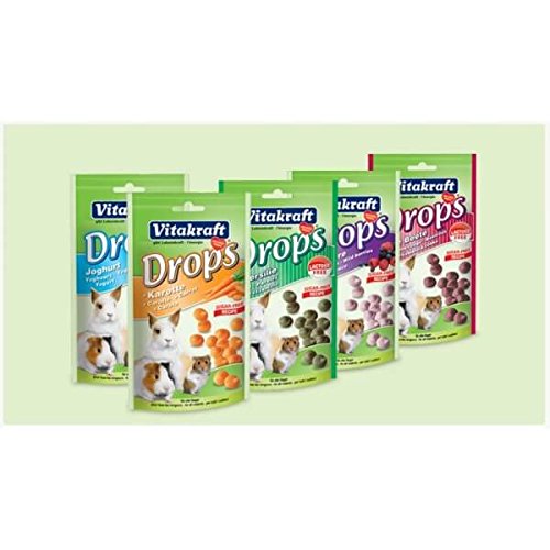 Vitakraft Drops, Rodent Treats with Yogurt, Rodent Snack, for Pampering, No Added Sugar (9 x 75 g)