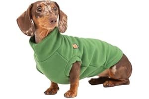 Ginger Ted Warm Fleece Dachshund Jumper size 14"/36cm Green SLIM Fit - for short leg breeds, windproof polarfleece, washable, breathable, jumper sweater style