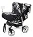 3-in-1 Travel System incl. Baby Pram with Swivel Wheels, Car Seat, Pushchair & Accessories, Black & Flowers