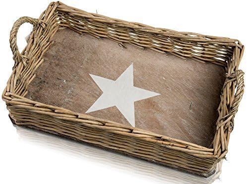 chiccie Vintage Star Tray with Handle - rattanrand 45cm x 30cm