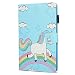 Produktbild Mlorras Amazon Kindle fire HD 8 Hülle, Ultra Slim Leather Case Stoßfest Smart Schutzhülle, Premium Folio Kunstleder Schutzhülle mit Standfunktion und Auto Sleep/Wake Funktion Regenbogen Einhorn