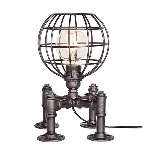 Preisvergleich Produktbild XIXI Jahrgang Industrielle Tischlampen, Metall Openwork Lampenschirm, im europäischen Stil Nachttischlampe Lampe27 Retro rustikal; Home Decoration Lamp (Silver Black;