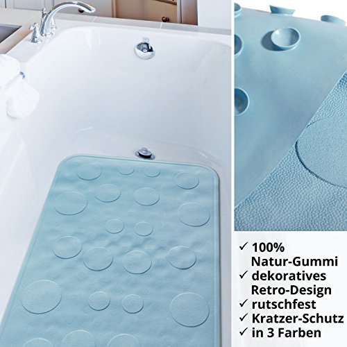 casa pura® Badewanneneinlage Victoria | rutschfest | aus Naturkautschuk, PVC-frei | 35 x 75 cm | drei Farben (hellblau) - 5