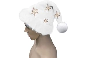 TINMIX Weihnachtsmütze Weihnachtsmütze für Erwachsene Unisex mit Schneeflocken, Plüsch Xmas Holiday Hut für Neujahr festliche Party Supplies