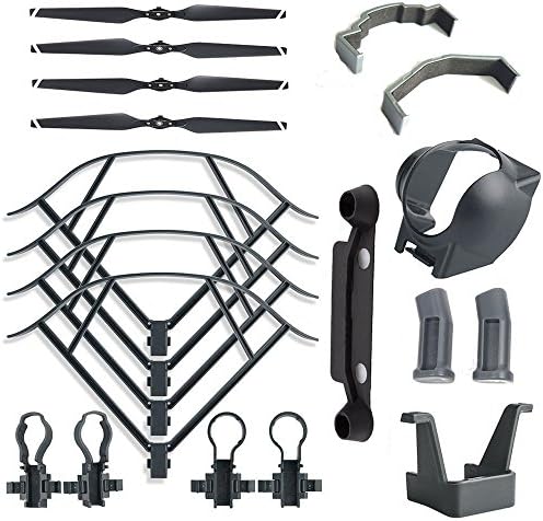 YiSeyruo Accessory Kit for DJI Mavic Pro Bundle with Folding Propellers+ Propeller Protector +Landing Gear Extender+Lens Hood+Motor Blade Fixed Holder+Transmitter Controller Stick Thumb Screen Protector