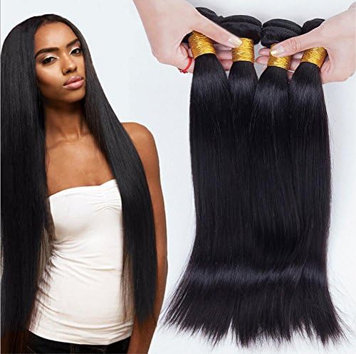 Meydlee Hair Bundles Kinky Straight Yaki for Black Women Natural Black (Hair Length 8-30 inch) 3 Bundle/pack 300gram Totally , 12 14 16