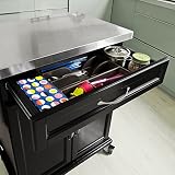 SoBuy® Luxus-Küchenwagen mit Edelstahltop, Küchenschrank, Kücheninsel,Schwarz, B66xT46XH92cm FKW13-SCH - 6