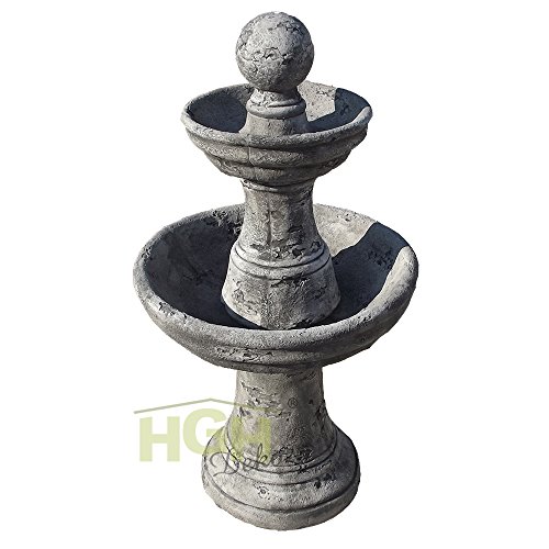 rustikaler Etagen Springbrunnen mit Kugel Beton Stein Garten Park Terrasse (dunkel patiniert)