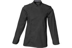 SNV Veste de cuisine mixte manche longue manche relevable Veste de chef professionnel col goutte 1 poche stylo.