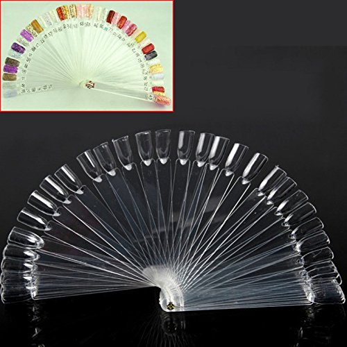 Mofun® 50X Clear False Display Nail Art Fan Wheel Polish Practice Color Pop Tip Sticks
