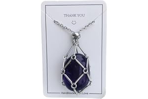 QGSIWEI Handmade Crystal Holder Necklace Stainless Steel Cage for Stone, Crystal Pendant Necklace, Quartz Gemstone Jewelry for Women Men