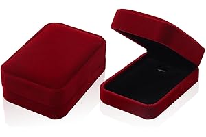 lvzhen 2Pcs Jewellery Gift Boxes, 10x7x3.8cm Necklace Gift Boxes with Lid Velvet Pendant Gift Box for Birthday Anniversary Presents Christmas Boxes (Red)