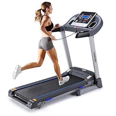 LONTEK Tapis de course professionnel avec inclinaison électrique pliable silencieux fitness , 12 Programmes, Écran LCD DC Noir,