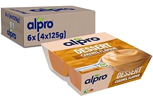 ‎ALPRO Alpro Soya-Dessert Karamellgeschmack – Auf Soyabasis – Vegan und von Natur aus laktosefrei – Reich an Calcium und Vitaminen – 6 x (4 x 125) g