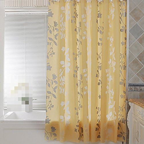 Cream Bathroom Shower Curtains Waterproof And Mildew Resistant Extra Long Fabric Bath Curtain,Yellow-200*300cm(78.7*118Inch)