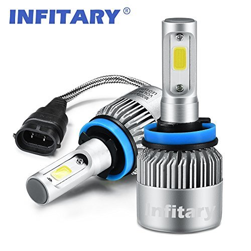 Infitary H4 / H7 faros LED faros Hi / Lo faro Auto faros, luz doble cabeza del haz, 72W 6500K 8000LM extremadamente brillante COB Chips Kit de conversión para Car- 1 par-H11S