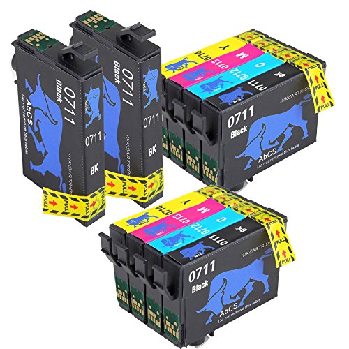 Abcs Printing Reemplazo para Epson T0715 Cartuchos de Tinta Compatible con Epson Stylus SX218 SX515W DX4000 DX4400 DX7400 DX8400 SX115 SX205 SX215 SX405 SX210 (4 Negro, 2 Cyan, 2 Magenta, 2 Amarillo)