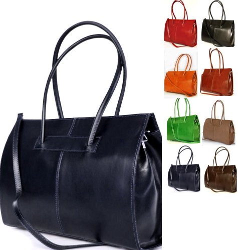 Leder Damen Business- / Akten-/ Laptoptasche mit Schulterriemen Italy Mod.2026-p - 2
