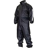 Biker Raincoat Set, 100% Waterproof PVC, Pocket, Reflective, Zipper, Black