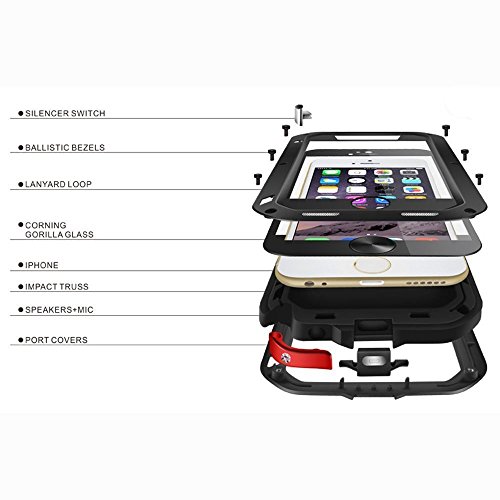 iPhone 6 6S Plus caso A prueba de golpes polvo suciedad nieve prueba de metal de aluminio Gorilla cristal protecci  n Case Cover para Apple Iphone 6  PLUS iphone 6S Plus  compatible con Apple iPhone 6