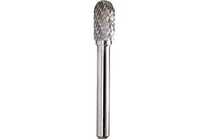 ASIEG TOOL SC-3 Tungsten Carbide Burr Rotary File Cylindrical Ball Nose End Shape Double Cut for Die Grinder Drill Bits 1/4'' Inch Diameter of Shank and 3/8'' Inch Diameter of Cutter 3/4'' Inch Cutter Length