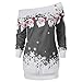 Produktbild MERICAL Weihnachten Pullover Damen Santa Snowflake Print Oberteile Langarm Lange Bluse Shirt(EU:38/CN:M,Grau-C)