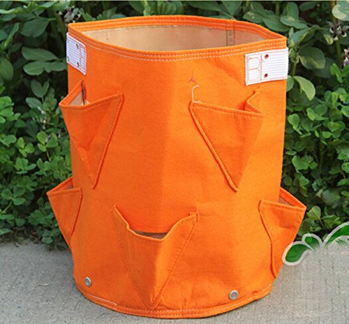 Pflanz-Sack für Erdbeeren 45cm Blumen Balkon Topf Pflanzen Kräuter Ampel Tasche 8-Loch (Material: Luftdurchlässigen Filztuch) - 2