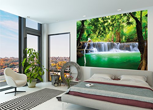 Paradies Fototapete – Wasserfall im Wald – Dschungel Fluss Kanchanaburi Thailand Si Sawa Wandbild- XXL Wanddeko 210 x 140 cm - 6