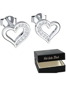 Herz-Ohrringe Silber 925 Herz Ohrstecker Geschenke für Frauen Weihnachten Ohrringe GRATIS Etui mit 
