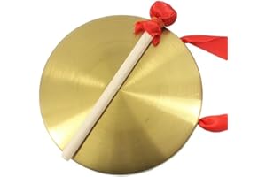 TSUWNO 15cm Messing Kupfer Hand Gong Becken Tragbare Messing Gong Blechblasinstrumente, mit rundem Spielhammer,für Kinder Kapelle Schule Musikunterricht
