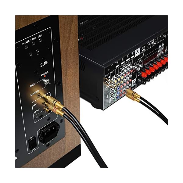 deleyCON 0,5m Cable de Audio RCA 2X Enchufe RCA en 2X Enchufe RCA Cable de Audio de Alta Fidelidad Tapones RCA Chapados… - Image 3