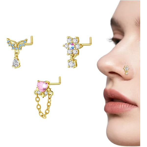YADOCA Neuspiercing van chirurgisch staal, 18G, 20G, hypoallergeen, kubische zirkonia, 1,5 mm, 2 mm, 2,5 mm, 3 mm, 18 g, Roestvrij staal, Zirkonia
