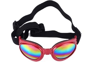 LoveAloe Dog Goggles Dogs Sunglasses Waterproof Doggles Adjustable Sunglasses for Small Medium Dogs,Big Red