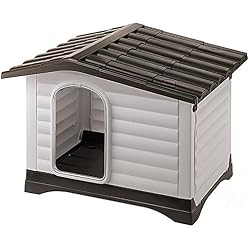 Feplast 87253099 Dogvilla 70 - Caseta de Exterior para Perros , Robusto Plástico Resistente a los golpes y rayos UV, Rejilla de Ventilación, 73 x 59 x 53 cm (Dimensiones internas: 62 x 43 x 45 cm)