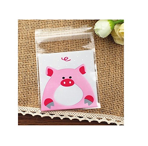 Miya® 50er Set super süß schweinchen, liebevolle selbstklebende Tütchen 10x11cm+Klappe 3cm, Adhäsionsverschluss Beutel, Keks Kuchen Gebäck Verpackung Tüten, Cupcake Süßigkeiten Packsack, Geschenk Verpackung, DIY Deko, Form12 Frohe Weihnachten