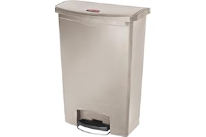 Rubbermaid Commercial Products 1883552 Slim Jim Step On collecteur à pédale en résine version large 90L - Beige