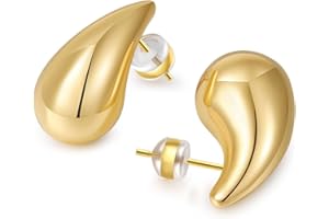 MOROTOLE Orecchini a cerchio d'oro per le donne, orecchini a buca leggeri e ipoallergenici con orecchini a goccia placcati in oro 14K Dupes per le donne alla moda