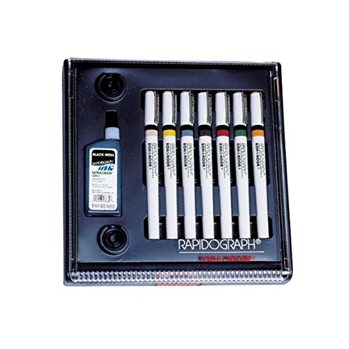Koh-I-Noor Rapidograph Stainless Steel 7 Pen Artists Set