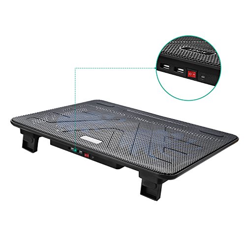 AUKEY Laptop Kühler 12-17 Zoll, 2 Lüfter mit LEDs, 2 USB-Ports, Cooling Pad, Notebook Cooler Ständer Kühlpad Kühlmatte (CP-R3) - 3