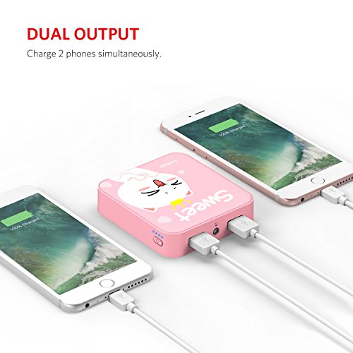 Batterie Externe Yoobao 10400mAh Chargeur Portable Power Bank Compact Mini Lampe de Poche LED Piles Externes 2 Ports USB pour iPhone 8 8 Plus   7  iPad  Samsung Galaxy  etc  - Rose