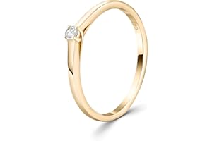 EDELIND 750 Anello Fidanzamento Donna Ø 49-58 mm Solitario Diamante 0.05-0.30 ct Oro Giallo 18K Anello Donna con Diamante Taglio Brillante Con Scatola Regalo
