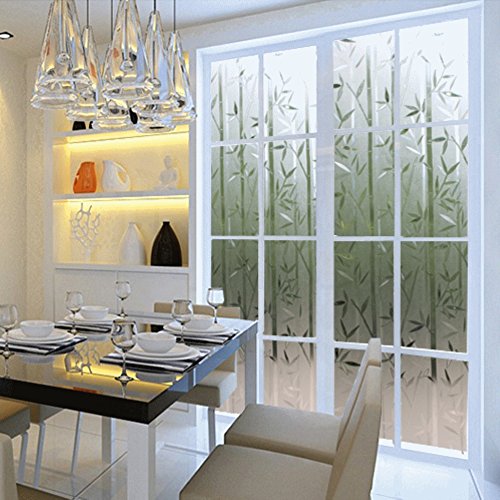 Tamia-Home Statische Fensterfolie 90% UV-Sonnenschutz Selbsthaftende Sichtschutzfolie Glasdekor“Bambus“ L024 (60x100cm) - 2