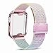 Produktbild INZAKI Kompatibel für Apple Watch Armband mit Hülle 38mm, Edelstahl Netz Milanese Schlaufen Armband mit Displayschutz Schlankes case für iWatch Series 3/2 / 1, Sport, Edition,Regenbogen