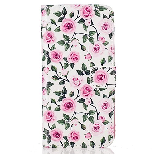 MUTOUREN Schutzhülle Case für iPhone SE 5 5S Prägung Blumen Geprägte indische Mandala Muster Buch-Stil Bookstyle Handyhülle Schutzhülle Taschen Anti-scratch Bumper et Shock Absorption Magnetverschluss Magnet Etui + Metall Touch-Pen, Kleine Rose - 2