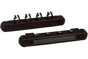 ‎WINSPORT Winsport Billard Queue Wandhalter 2-teilig. für 4 oder 6 Queues, Billardqueue Halterung aus hochwertigem Rubberwood/Holz schwarz