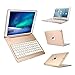 Price comparison product image New iPad Keyboard Case 9.7 2018, 2017 New iPad Case with Keyboard, elecfan 7 Colors LED Backlit Wireless Bluetooth Keyboard Smart Stand Colorful Keyboard Case for 2018/2017 New iPad 9.7 Inch (2018/2017 New iPad, Golden)