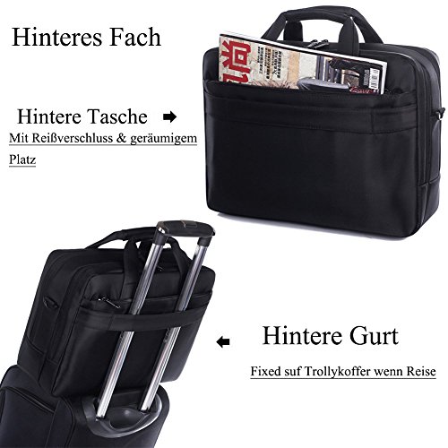 Laptop Tasche, BRINCH 15,6 Zoll Nylon Stil geräumig Multi-Fach Laptop Schultertasche Messenger Bag Handtasche Tablet Aktentasche Umhängetasche für 15 – 15,6 Zoll Laptop / Notebook / Macbook / Tablet Computers,Schwarz - 5