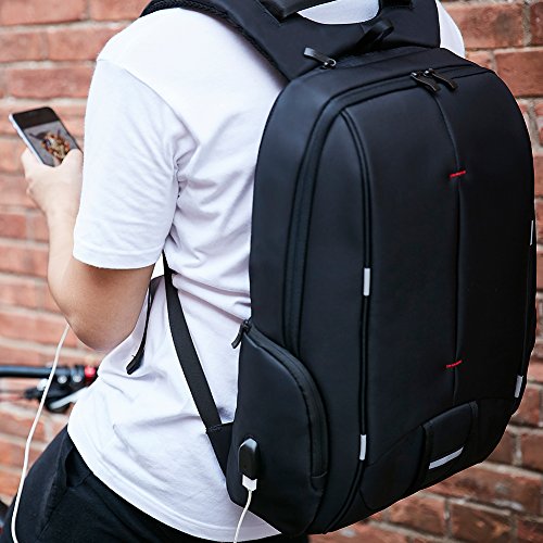 KALIDI 15 zoll Laptop Rucksack Anti Diebstahl mit Fächern für bis zu 15 Zoll Laptop/Notebook mit USB-Ladeanschluss für Arbeit Campus Studenten Reise Business (Schwarz) - 7